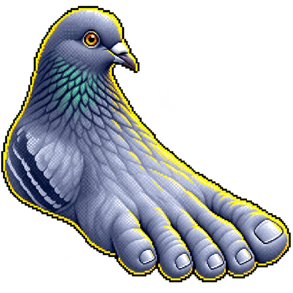 Transparent pixel-art cutout of Pige Foot in a diagonal pose