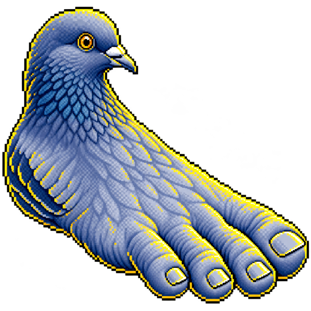 A second transparent pixel-art cutout of Pige Foot, blue-toned variant